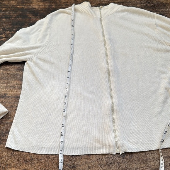 Vintage Kathi lee collection ivory rhinestone zipper sweater extra large 16/18 - Picture 7 of 9